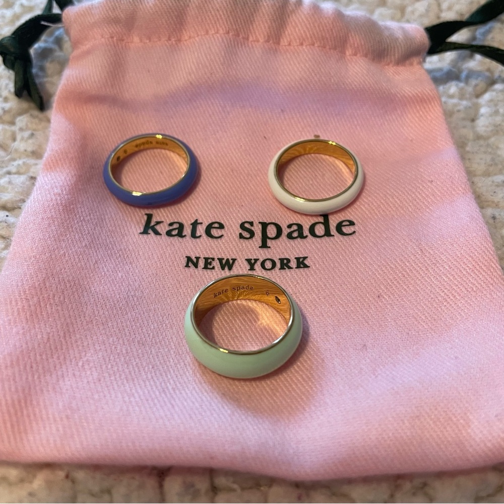 Kate Spade Candy Drops Rings - Green, Blue & White - New
